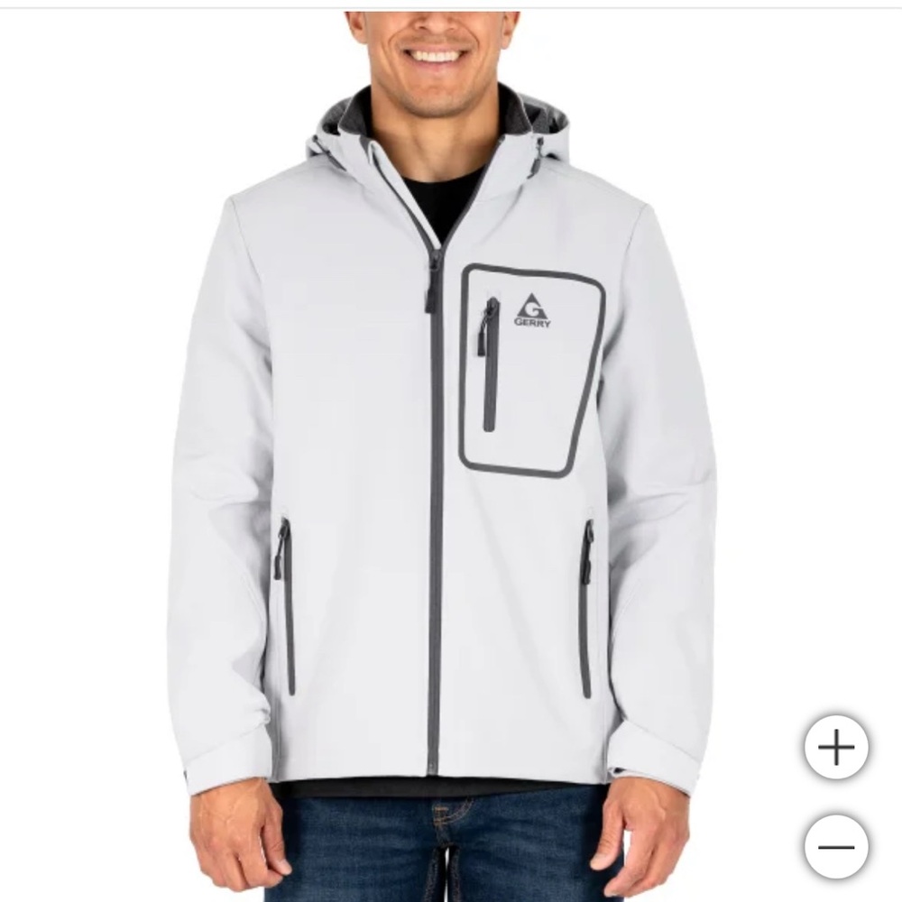 Gerry Men’s Softshell Jacket Removable hoodie Bounded Fleece gray